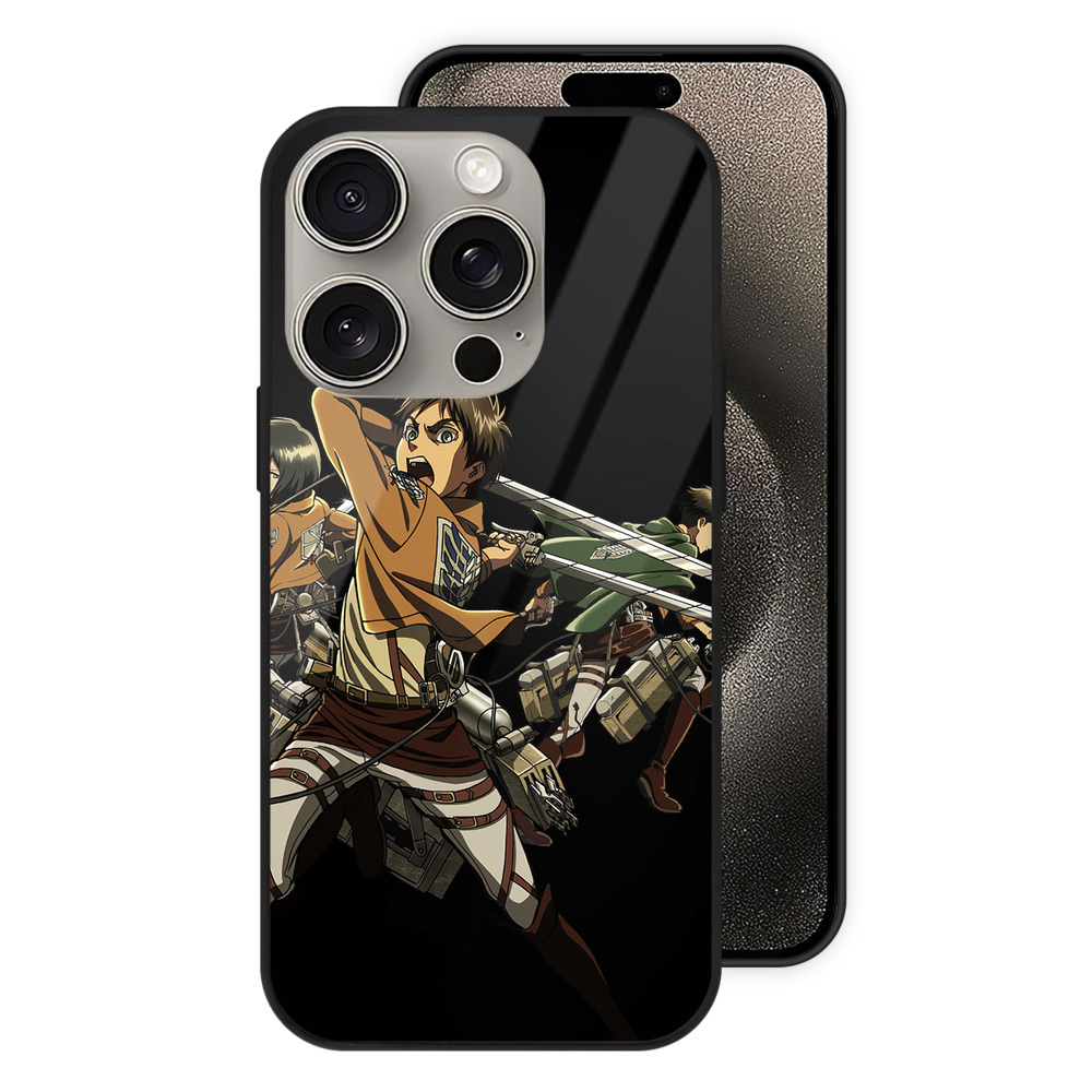 （画像用） 進撃の巨人 エレン･イェーガー Attack on Titan Eren Jäger 【iPhone15Pro対応】スマホケース 耐衝撃＆黄変防止 背面ガラス