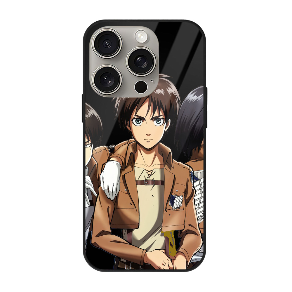 （画像用） 進撃の巨人 エレン･イェーガー Attack on Titan Eren Jäger 【iPhone15Pro対応】スマホケース 耐衝撃＆黄変防止 背面ガラス