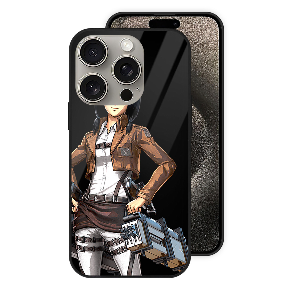 （画像用） 進撃の巨人 ミカサ·アッカーマン Attack on Titan Mikasa Ackerman 【iPhone15Pro対応】スマホケース 耐衝撃＆黄変防止 背面ガラス