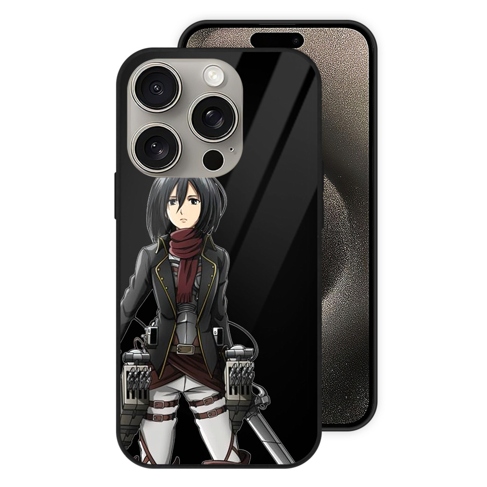 （画像用） 進撃の巨人 ミカサ·アッカーマン Attack on Titan Mikasa Ackerman 【iPhone15Pro対応】スマホケース 耐衝撃＆黄変防止 背面ガラス