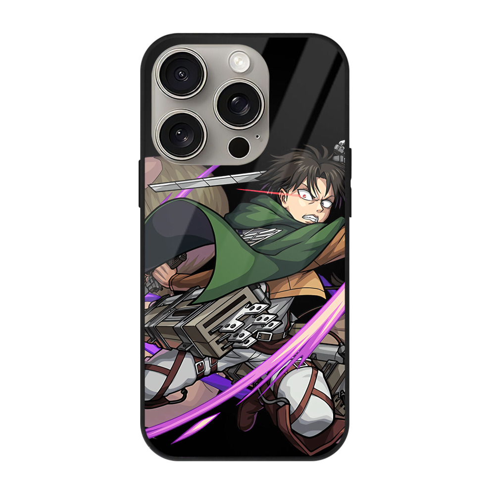 （画像用） 進撃の巨人 リヴァイ·アッカーマン Attack on Titan Levi Ackerman 【iPhone15Pro対応】スマホケース 耐衝撃＆黄変防止 背面ガラス