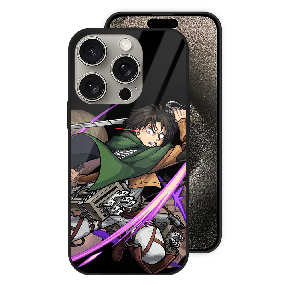 （画像用） 進撃の巨人 リヴァイ·アッカーマン Attack on Titan Levi Ackerman 【iPhone15Pro対応】スマホケース 耐衝撃＆黄変防止 背面ガラス