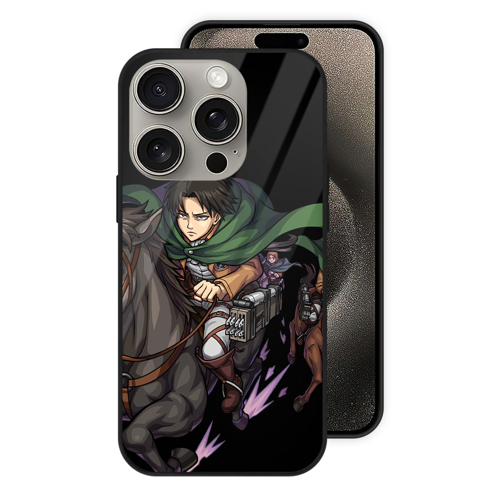（画像用） 進撃の巨人 リヴァイ·アッカーマン Attack on Titan Levi Ackerman 【iPhone15Pro対応】スマホケース 耐衝撃＆黄変防止 背面ガラス