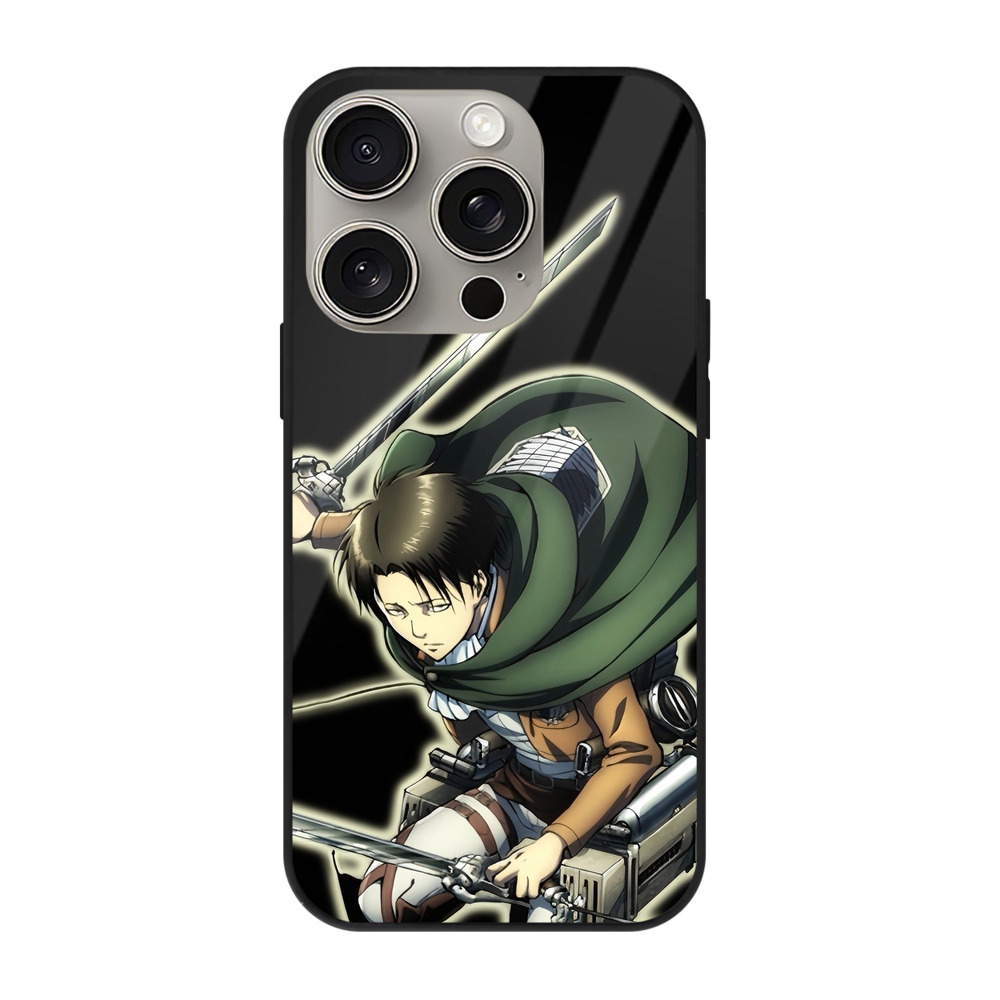 （画像用） 進撃の巨人 リヴァイ·アッカーマン Attack on Titan Levi Ackerman 【iPhone15Pro対応】スマホケース 耐衝撃＆黄変防止 背面ガラス