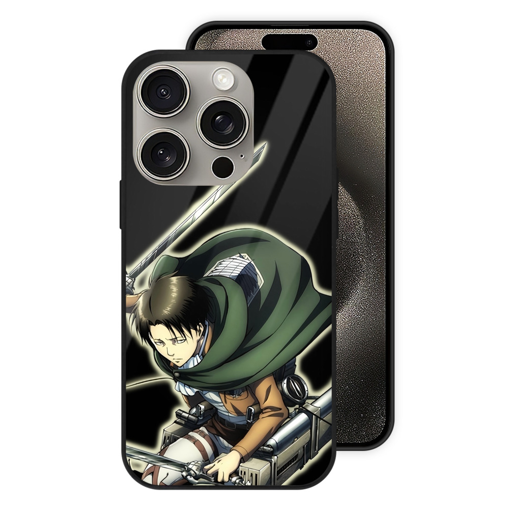 （画像用） 進撃の巨人 リヴァイ·アッカーマン Attack on Titan Levi Ackerman 【iPhone15Pro対応】スマホケース 耐衝撃＆黄変防止 背面ガラス
