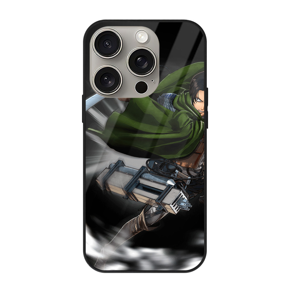 （画像用） 進撃の巨人 リヴァイ·アッカーマン Attack on Titan Levi Ackerman 【iPhone15Pro対応】スマホケース 耐衝撃＆黄変防止 背面ガラス