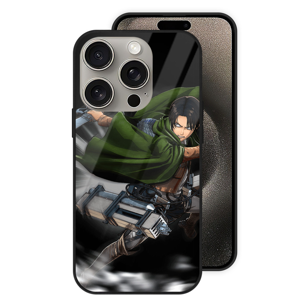 （画像用） 進撃の巨人 リヴァイ·アッカーマン Attack on Titan Levi Ackerman 【iPhone15Pro対応】スマホケース 耐衝撃＆黄変防止 背面ガラス