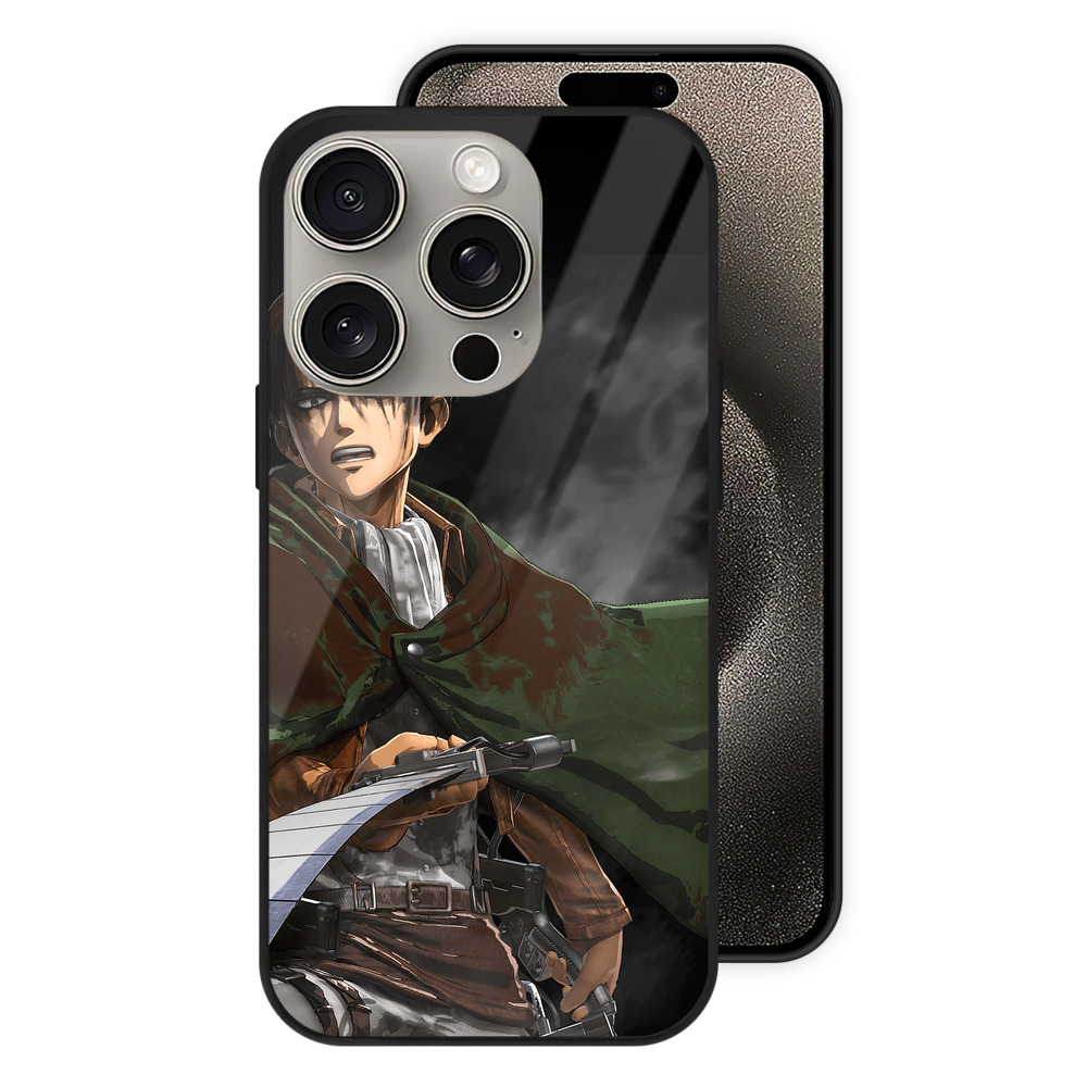 （画像用） 進撃の巨人 リヴァイ·アッカーマン Attack on Titan Levi Ackerman 【iPhone15Pro対応】スマホケース 耐衝撃＆黄変防止 背面ガラス