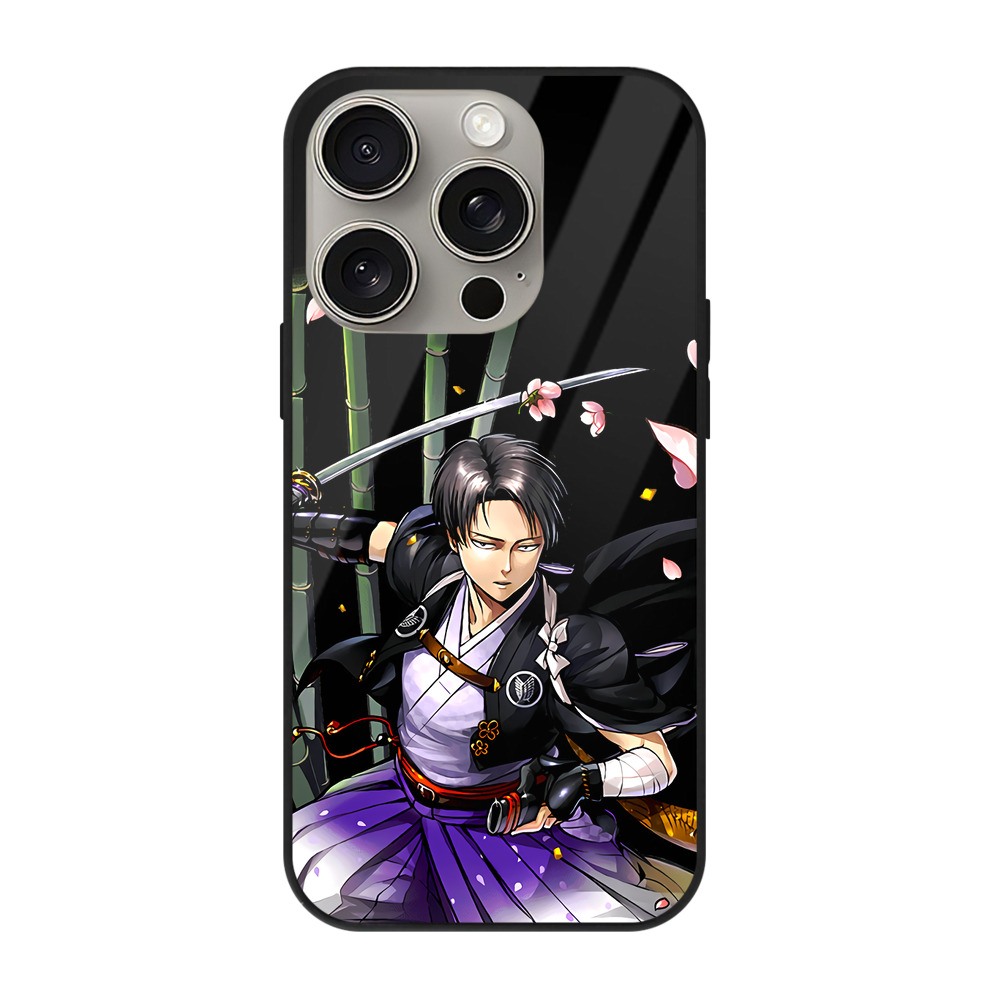 （画像用） 進撃の巨人 リヴァイ·アッカーマン Attack on Titan Levi Ackerman 【iPhone15Pro対応】スマホケース 耐衝撃＆黄変防止 背面ガラス