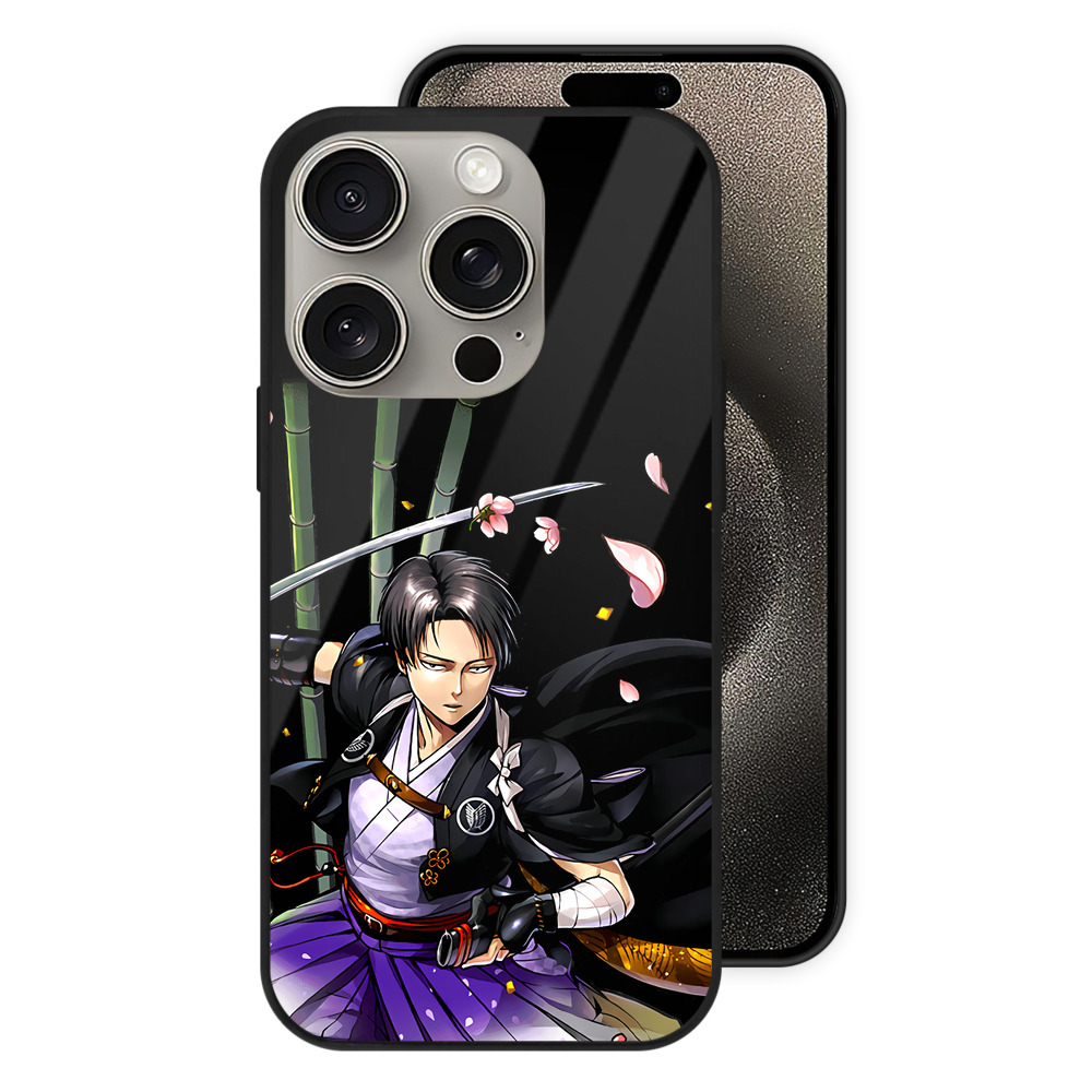 （画像用） 進撃の巨人 リヴァイ·アッカーマン Attack on Titan Levi Ackerman 【iPhone15Pro対応】スマホケース 耐衝撃＆黄変防止 背面ガラス