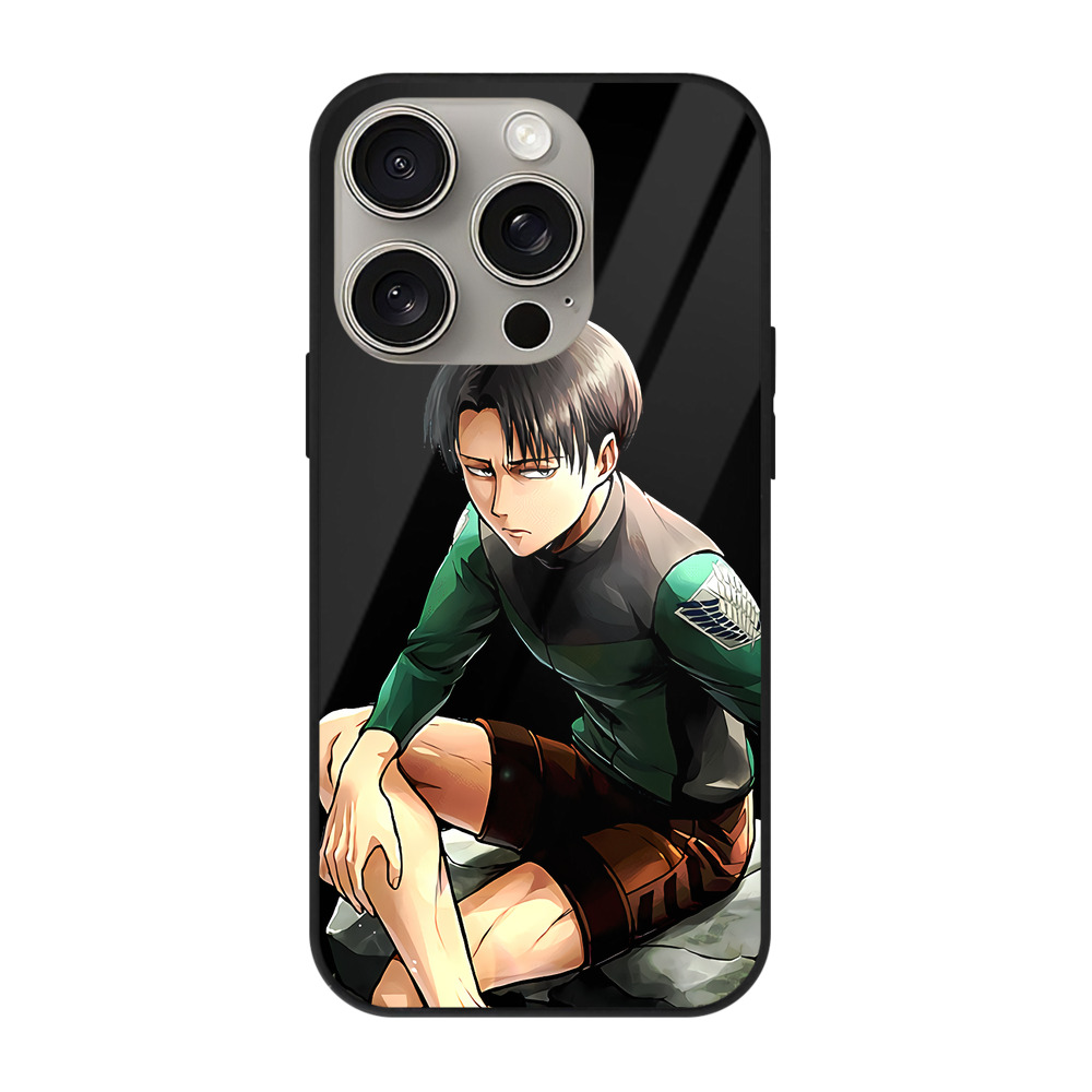 （画像用） 進撃の巨人 リヴァイ·アッカーマン Attack on Titan Levi Ackerman 【iPhone15Pro対応】スマホケース 耐衝撃＆黄変防止 背面ガラス