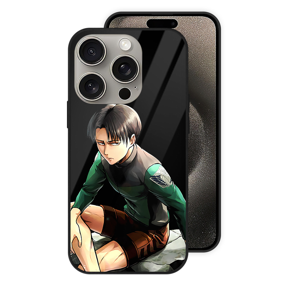 （画像用） 進撃の巨人 リヴァイ·アッカーマン Attack on Titan Levi Ackerman 【iPhone15Pro対応】スマホケース 耐衝撃＆黄変防止 背面ガラス