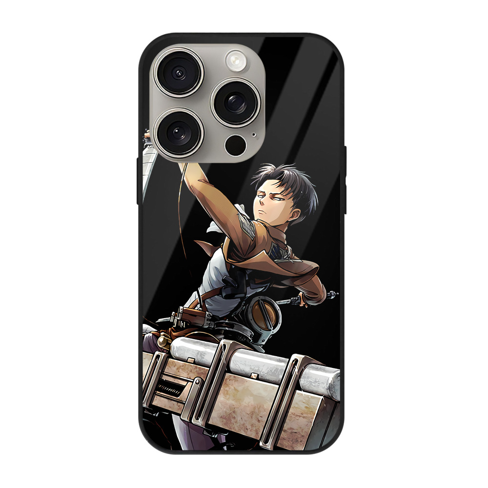 （画像用） 進撃の巨人 リヴァイ·アッカーマン Attack on Titan Levi Ackerman 【iPhone15Pro対応】スマホケース 耐衝撃＆黄変防止 背面ガラス