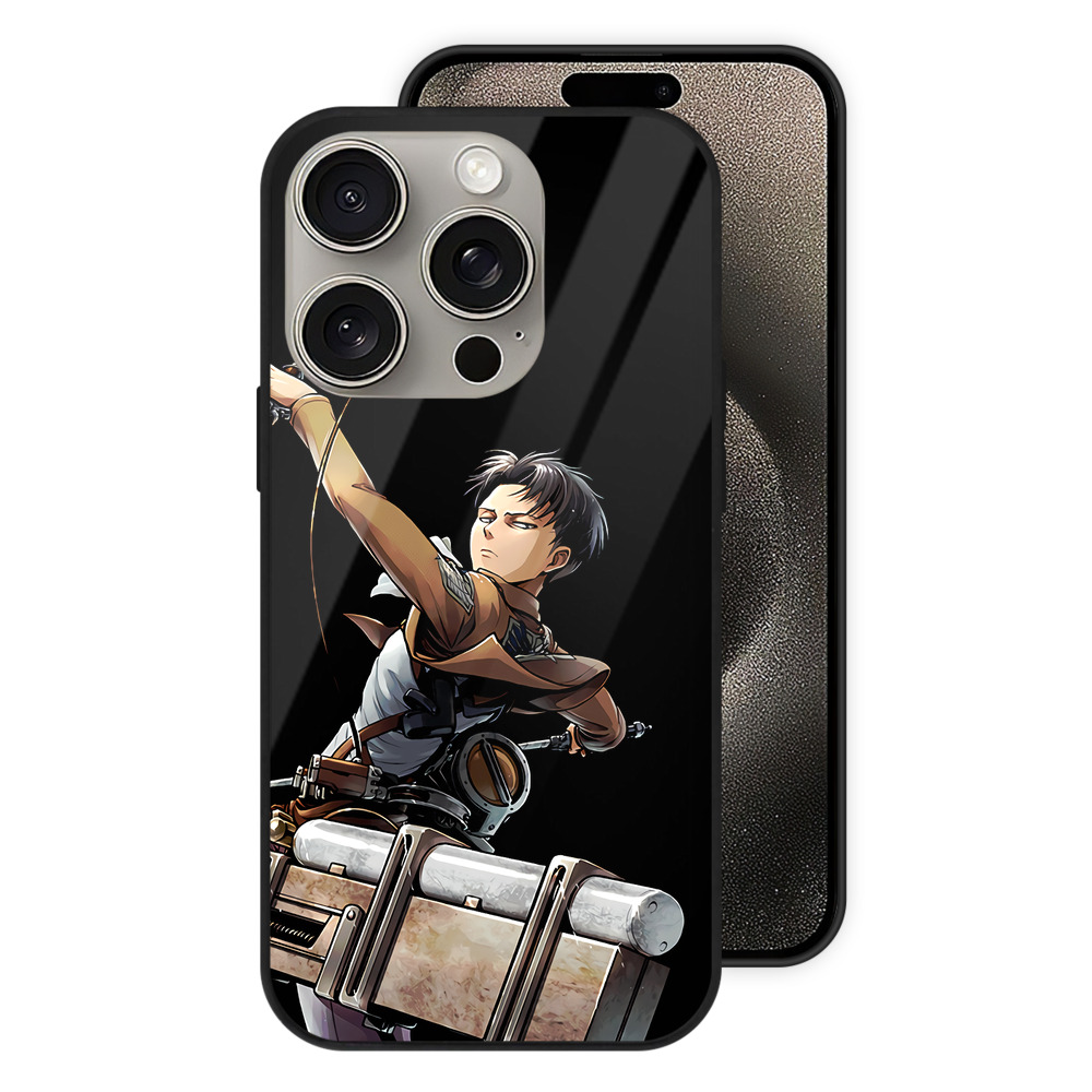 （画像用） 進撃の巨人 リヴァイ·アッカーマン Attack on Titan Levi Ackerman 【iPhone15Pro対応】スマホケース 耐衝撃＆黄変防止 背面ガラス