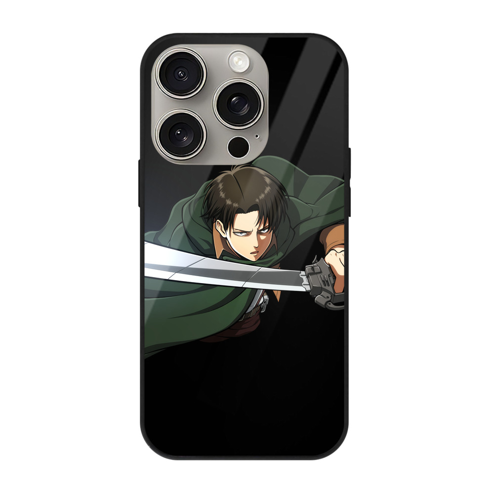 （画像用） 進撃の巨人 リヴァイ·アッカーマン Attack on Titan Levi Ackerman 【iPhone15Pro対応】スマホケース 耐衝撃＆黄変防止 背面ガラス