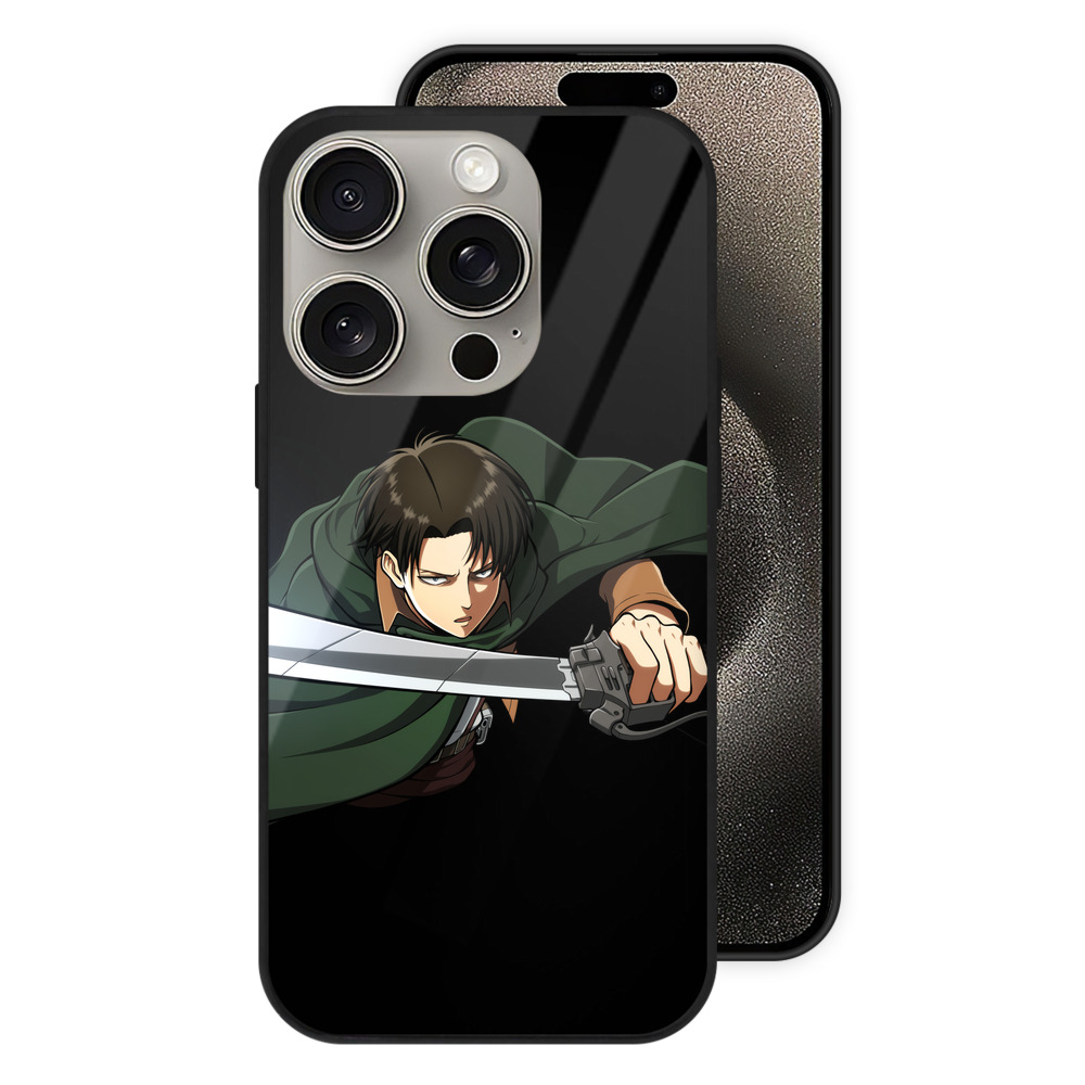 （画像用） 進撃の巨人 リヴァイ·アッカーマン Attack on Titan Levi Ackerman 【iPhone15Pro対応】スマホケース 耐衝撃＆黄変防止 背面ガラス
