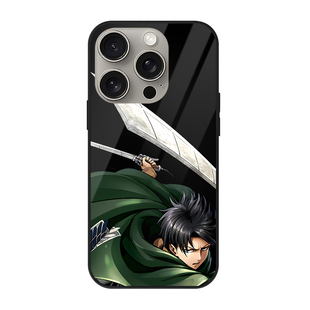 （画像用） 進撃の巨人 リヴァイ·アッカーマン Attack on Titan Levi Ackerman 【iPhone15Pro対応】スマホケース 耐衝撃＆黄変防止 背面ガラス