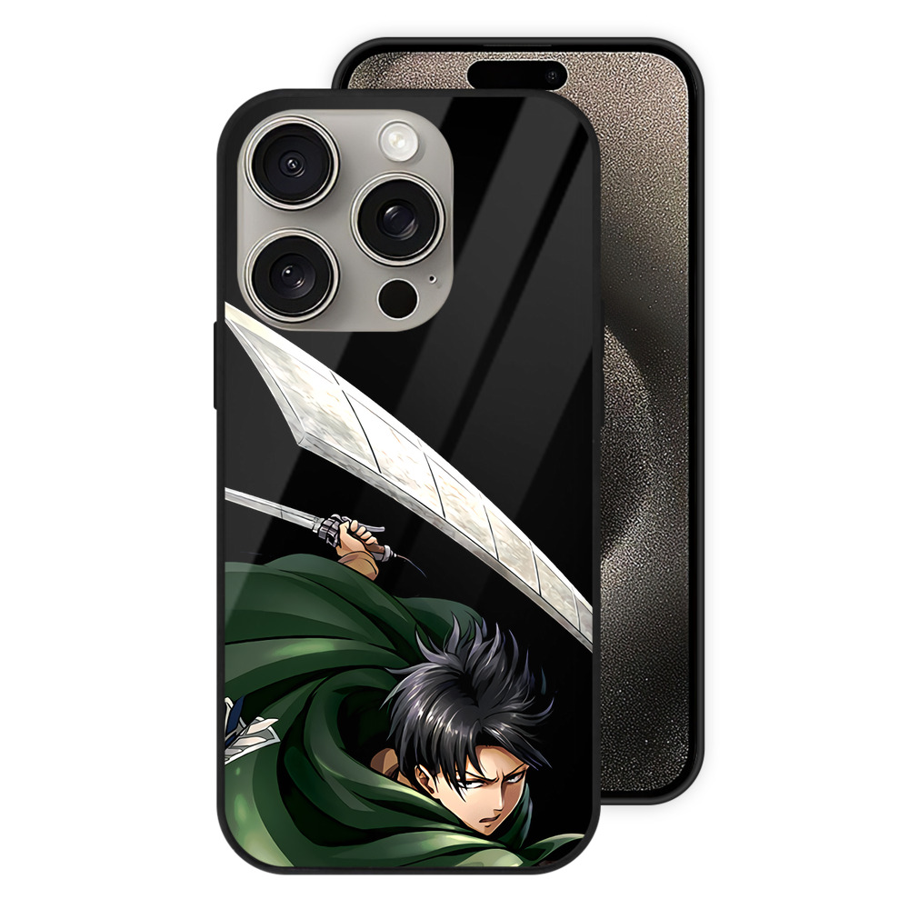 （画像用） 進撃の巨人 リヴァイ·アッカーマン Attack on Titan Levi Ackerman 【iPhone15Pro対応】スマホケース 耐衝撃＆黄変防止 背面ガラス