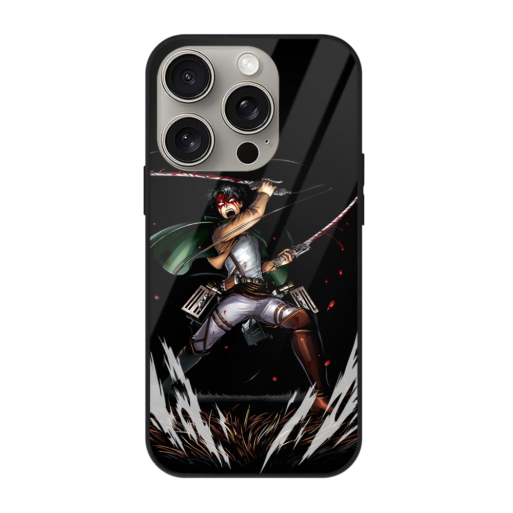 （画像用） 進撃の巨人 リヴァイ·アッカーマン Attack on Titan Levi Ackerman 【iPhone15Pro対応】スマホケース 耐衝撃＆黄変防止 背面ガラス