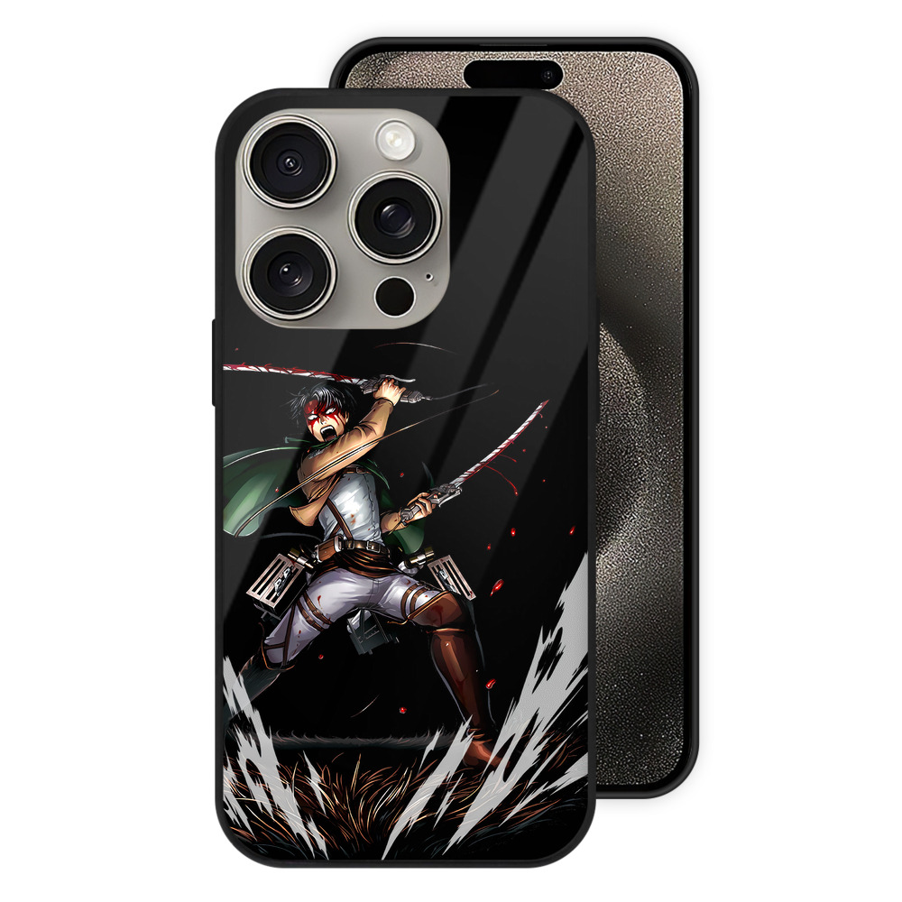 （画像用） 進撃の巨人 リヴァイ·アッカーマン Attack on Titan Levi Ackerman 【iPhone15Pro対応】スマホケース 耐衝撃＆黄変防止 背面ガラス