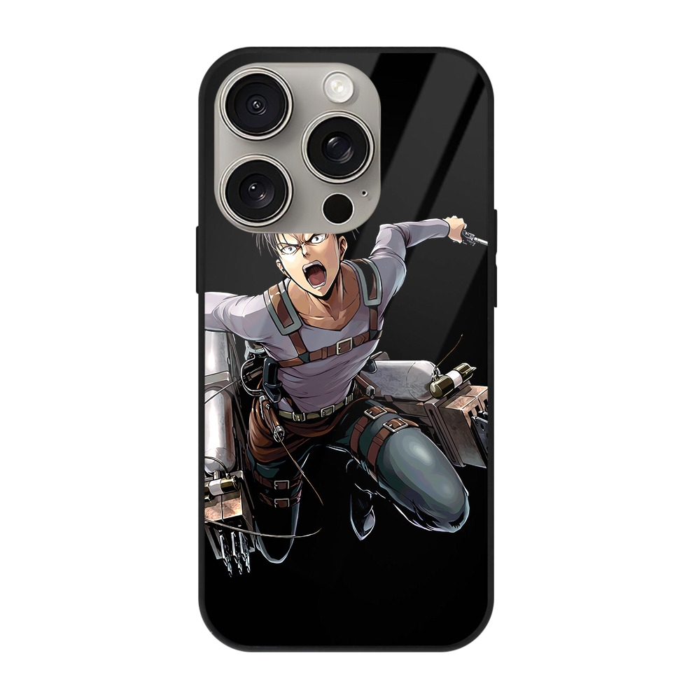 （画像用） 進撃の巨人 リヴァイ·アッカーマン Attack on Titan Levi Ackerman 【iPhone15Pro対応】スマホケース 耐衝撃＆黄変防止 背面ガラス