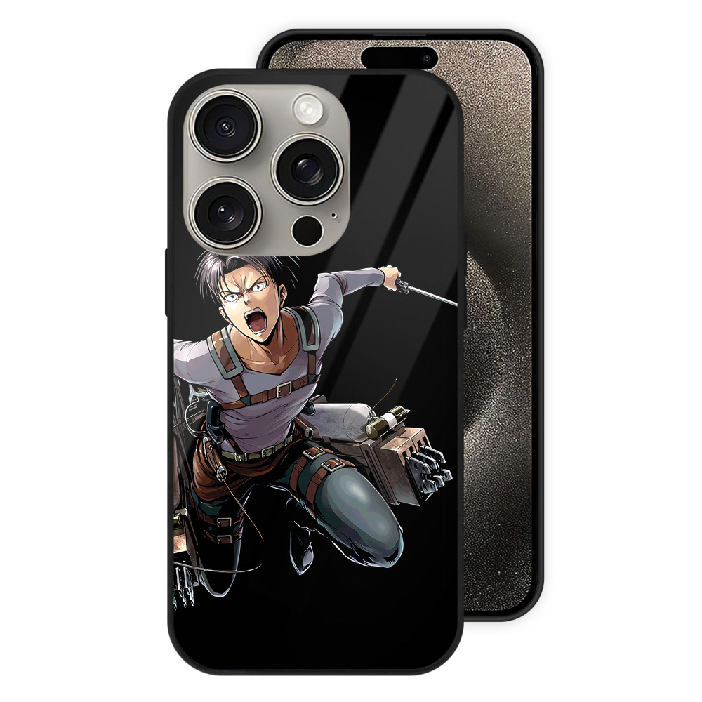 （画像用） 進撃の巨人 リヴァイ·アッカーマン Attack on Titan Levi Ackerman 【iPhone15Pro対応】スマホケース 耐衝撃＆黄変防止 背面ガラス