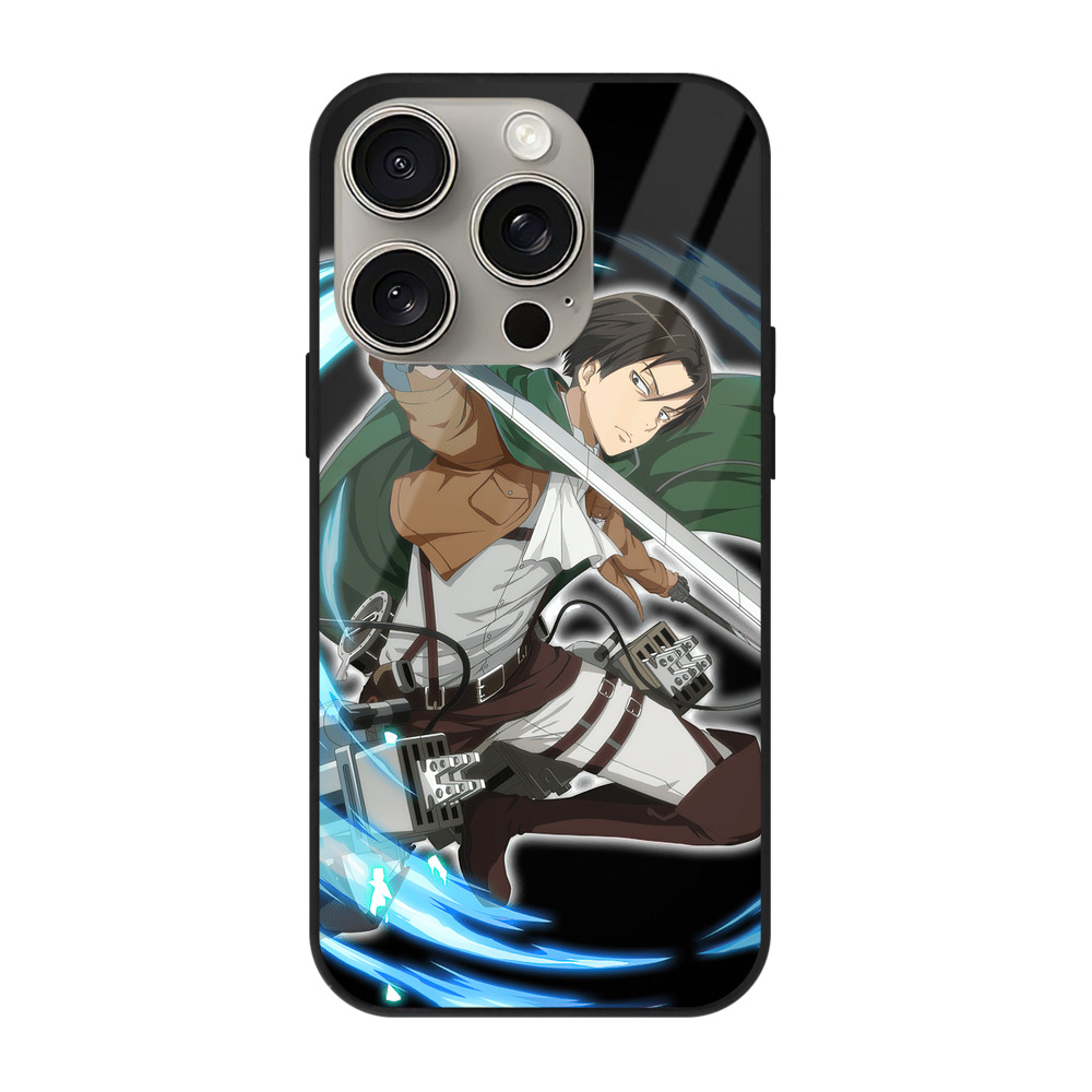 （画像用） 進撃の巨人 リヴァイ·アッカーマン Attack on Titan Levi Ackerman 【iPhone15Pro対応】スマホケース 耐衝撃＆黄変防止 背面ガラス