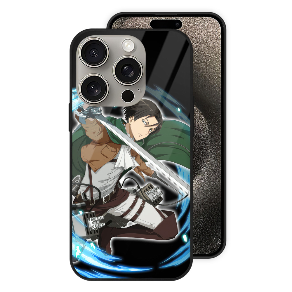 （画像用） 進撃の巨人 リヴァイ·アッカーマン Attack on Titan Levi Ackerman 【iPhone15Pro対応】スマホケース 耐衝撃＆黄変防止 背面ガラス