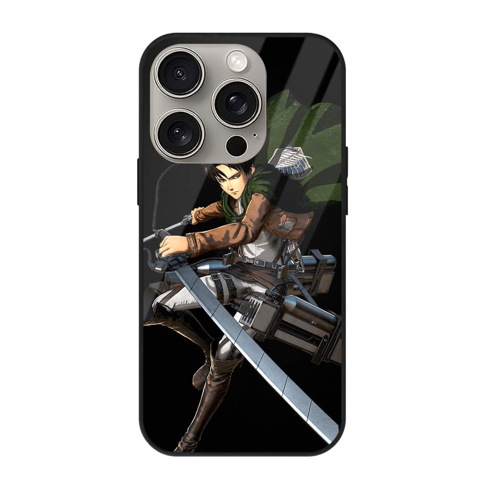 （画像用） 進撃の巨人 リヴァイ·アッカーマン Attack on Titan Levi Ackerman 【iPhone15Pro対応】スマホケース 耐衝撃＆黄変防止 背面ガラス