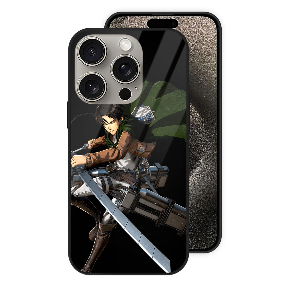 （画像用） 進撃の巨人 リヴァイ·アッカーマン Attack on Titan Levi Ackerman 【iPhone15Pro対応】スマホケース 耐衝撃＆黄変防止 背面ガラス
