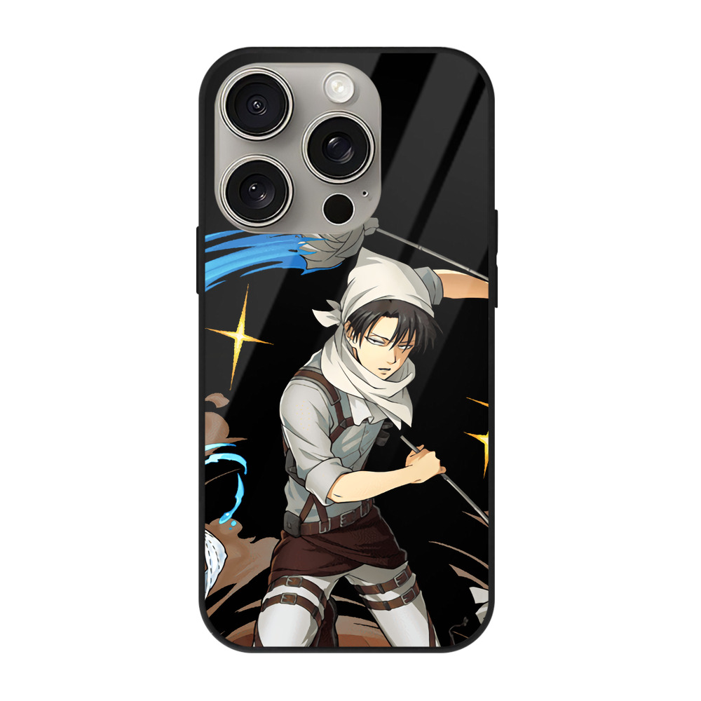 （画像用） 進撃の巨人 リヴァイ·アッカーマン Attack on Titan Levi Ackerman 【iPhone15Pro対応】スマホケース 耐衝撃＆黄変防止 背面ガラス