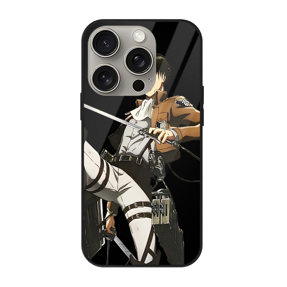 （画像用） 進撃の巨人 リヴァイ·アッカーマン Attack on Titan Levi Ackerman 【iPhone15Pro対応】スマホケース 耐衝撃＆黄変防止 背面ガラス