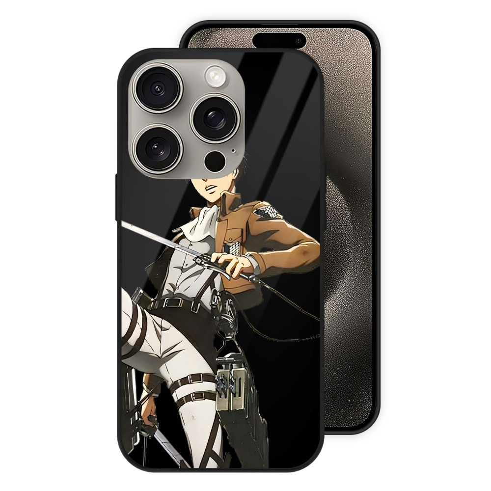 （画像用） 進撃の巨人 リヴァイ·アッカーマン Attack on Titan Levi Ackerman 【iPhone15Pro対応】スマホケース 耐衝撃＆黄変防止 背面ガラス