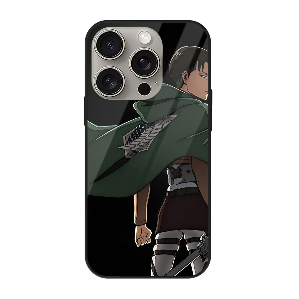 （画像用） 進撃の巨人 リヴァイ·アッカーマン Attack on Titan Levi Ackerman 【iPhone15Pro対応】スマホケース 耐衝撃＆黄変防止 背面ガラス