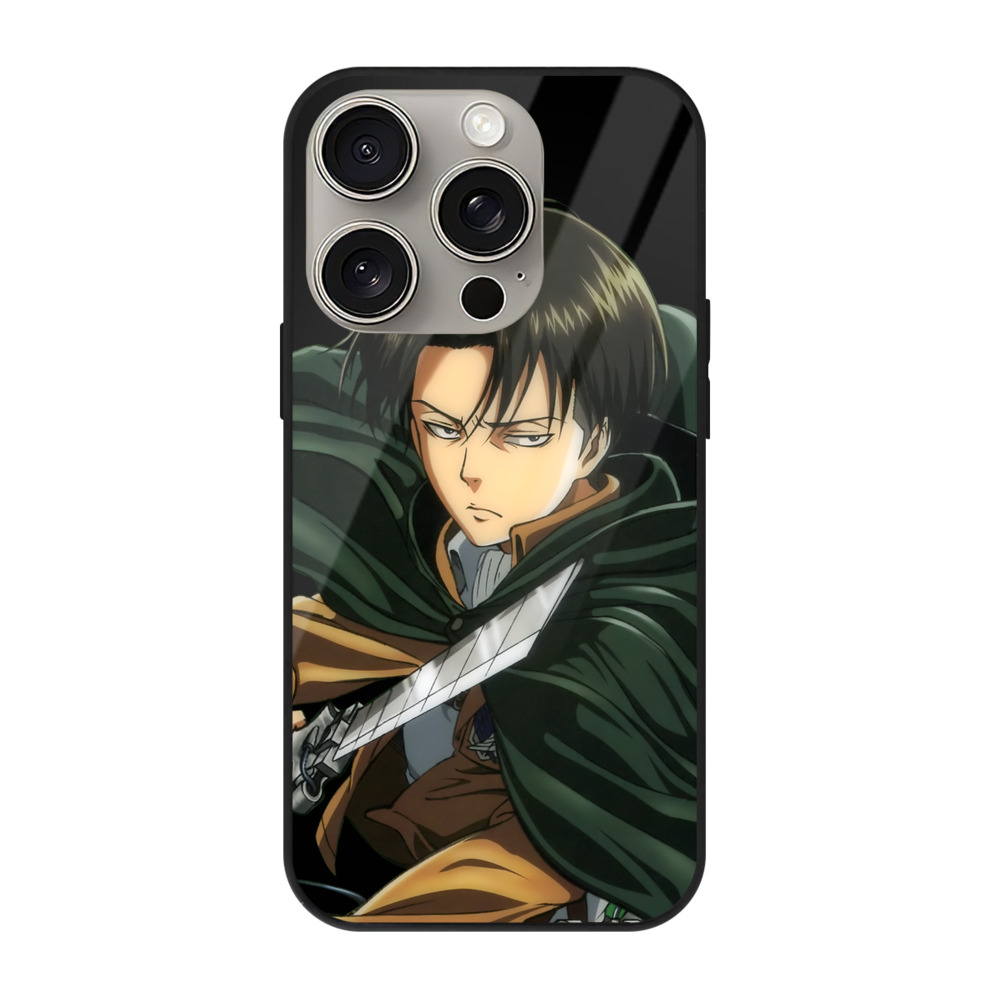 （画像用） 進撃の巨人 リヴァイ·アッカーマン Attack on Titan Levi Ackerman 【iPhone15Pro対応】スマホケース 耐衝撃＆黄変防止 背面ガラス