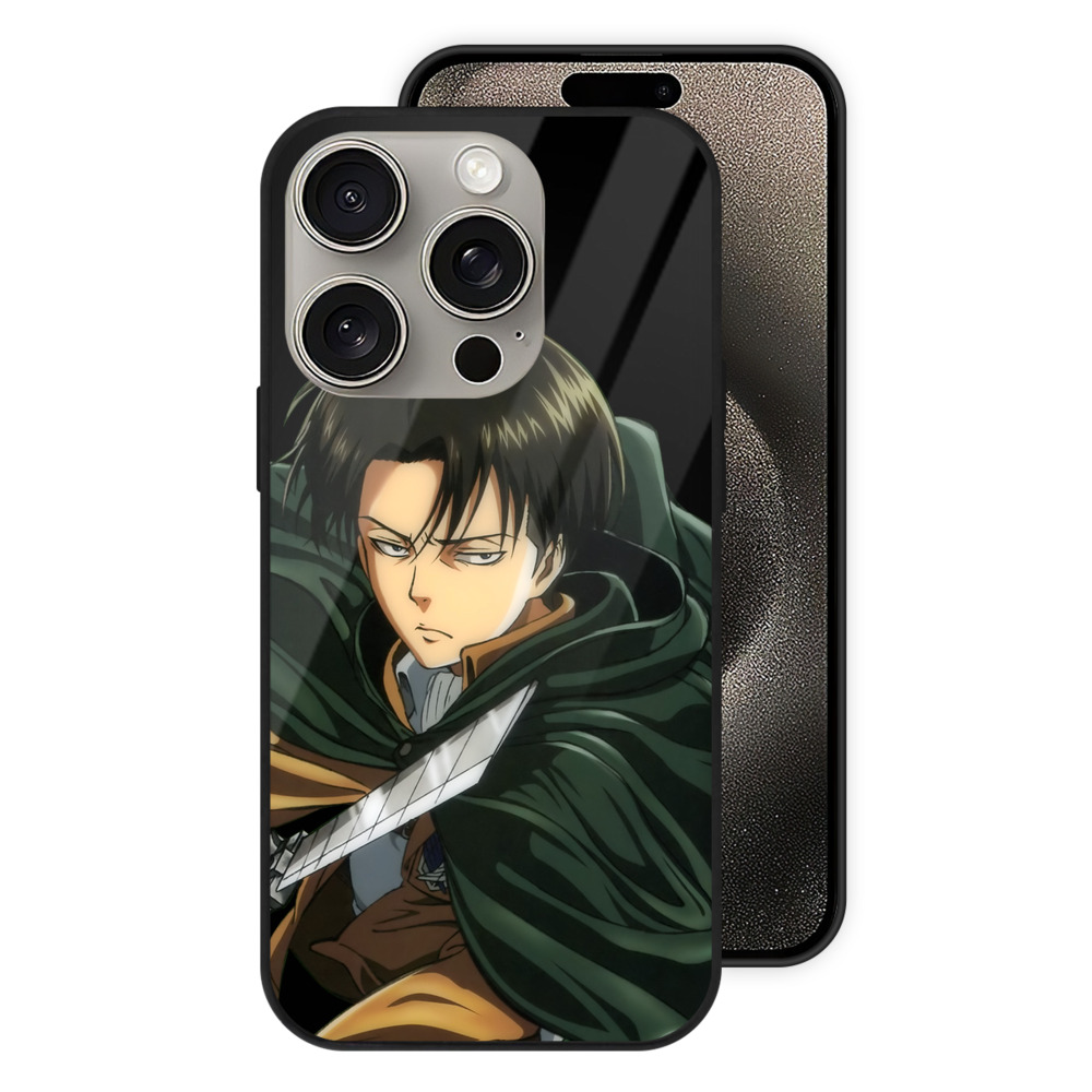 （画像用） 進撃の巨人 リヴァイ·アッカーマン Attack on Titan Levi Ackerman 【iPhone15Pro対応】スマホケース 耐衝撃＆黄変防止 背面ガラス