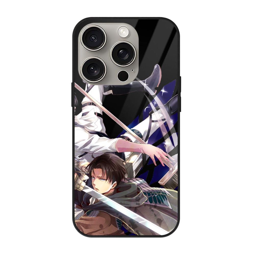 （画像用） 進撃の巨人 リヴァイ·アッカーマン Attack on Titan Levi Ackerman 【iPhone15Pro対応】スマホケース 耐衝撃＆黄変防止 背面ガラス