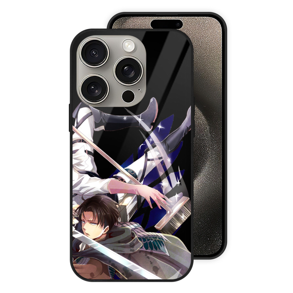 （画像用） 進撃の巨人 リヴァイ·アッカーマン Attack on Titan Levi Ackerman 【iPhone15Pro対応】スマホケース 耐衝撃＆黄変防止 背面ガラス