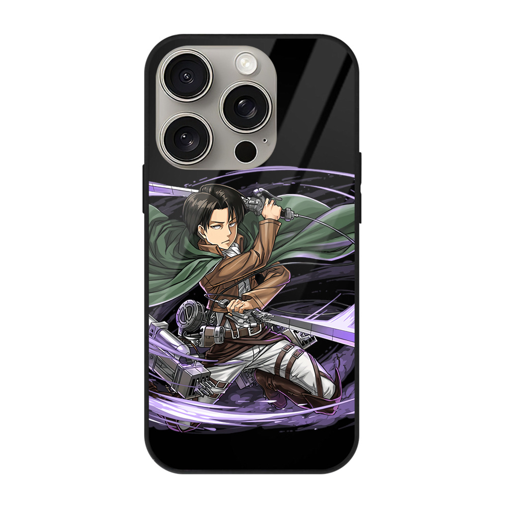 （画像用） 進撃の巨人 リヴァイ·アッカーマン Attack on Titan Levi Ackerman 【iPhone15Pro対応】スマホケース 耐衝撃＆黄変防止 背面ガラス