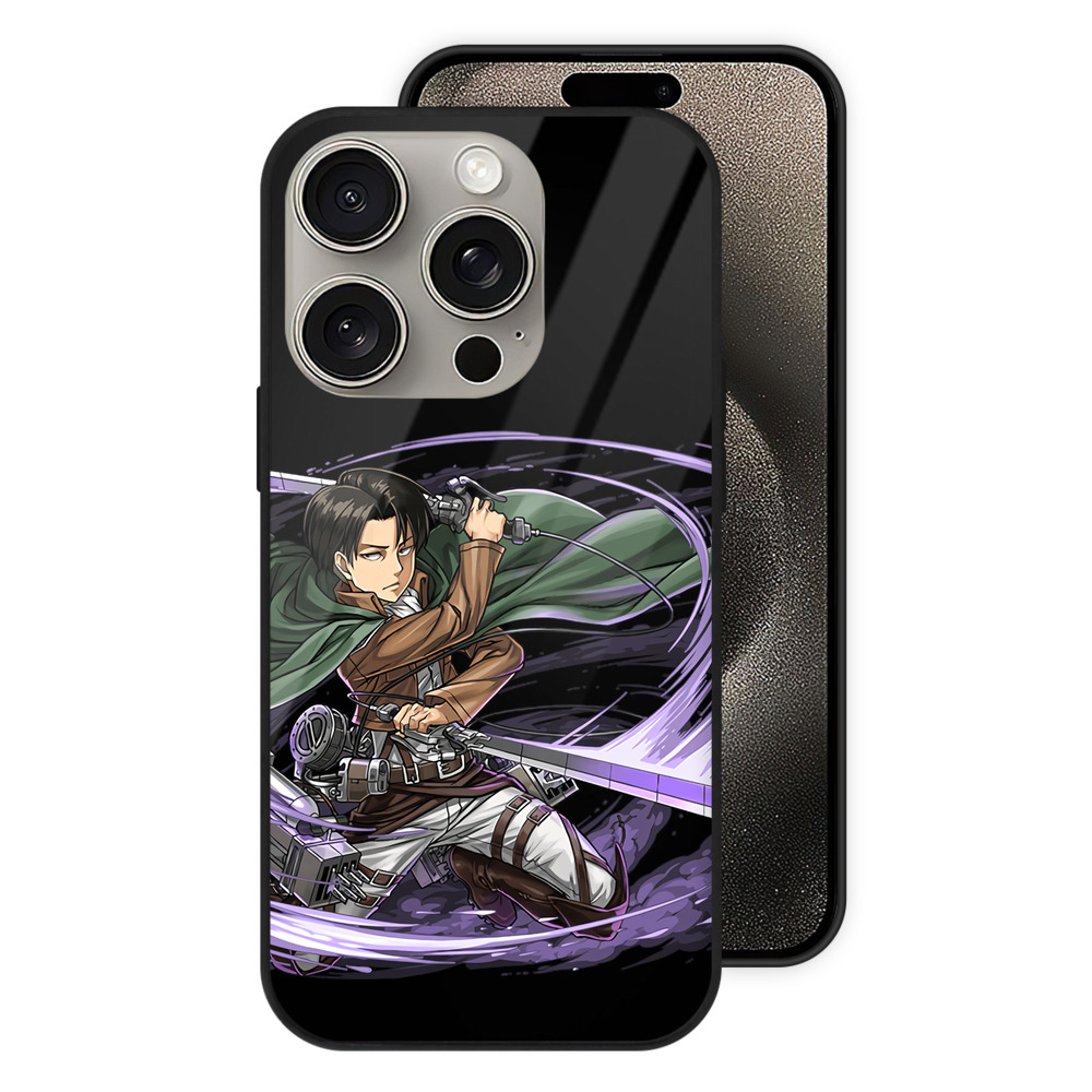 （画像用） 進撃の巨人 リヴァイ·アッカーマン Attack on Titan Levi Ackerman 【iPhone15Pro対応】スマホケース 耐衝撃＆黄変防止 背面ガラス