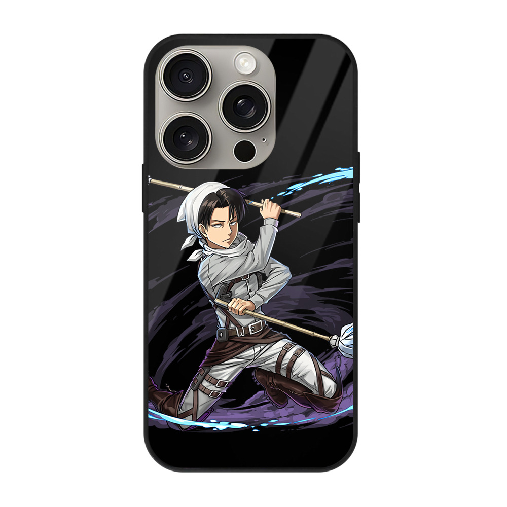 （画像用） 進撃の巨人 リヴァイ·アッカーマン Attack on Titan Levi Ackerman 【iPhone15Pro対応】スマホケース 耐衝撃＆黄変防止 背面ガラス