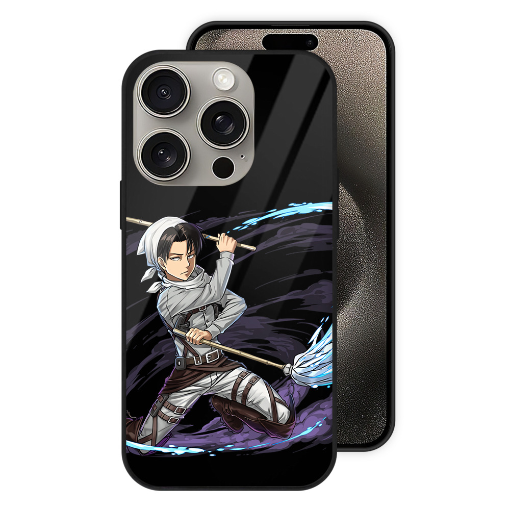 （画像用） 進撃の巨人 リヴァイ·アッカーマン Attack on Titan Levi Ackerman 【iPhone15Pro対応】スマホケース 耐衝撃＆黄変防止 背面ガラス