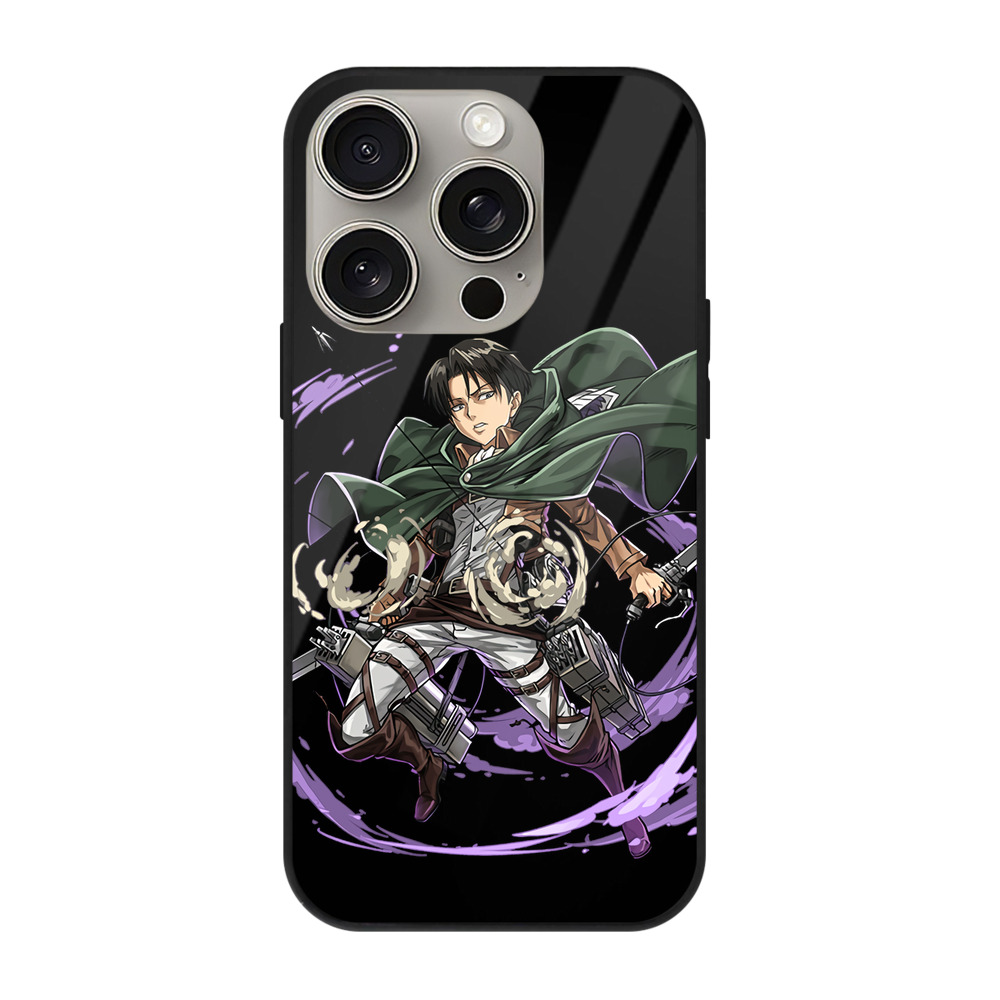 （画像用） 進撃の巨人 リヴァイ·アッカーマン Attack on Titan Levi Ackerman 【iPhone15Pro対応】スマホケース 耐衝撃＆黄変防止 背面ガラス