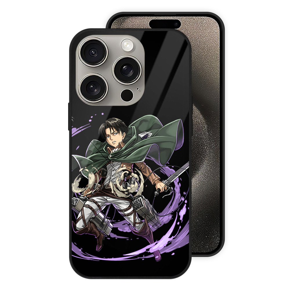 （画像用） 進撃の巨人 リヴァイ·アッカーマン Attack on Titan Levi Ackerman 【iPhone15Pro対応】スマホケース 耐衝撃＆黄変防止 背面ガラス