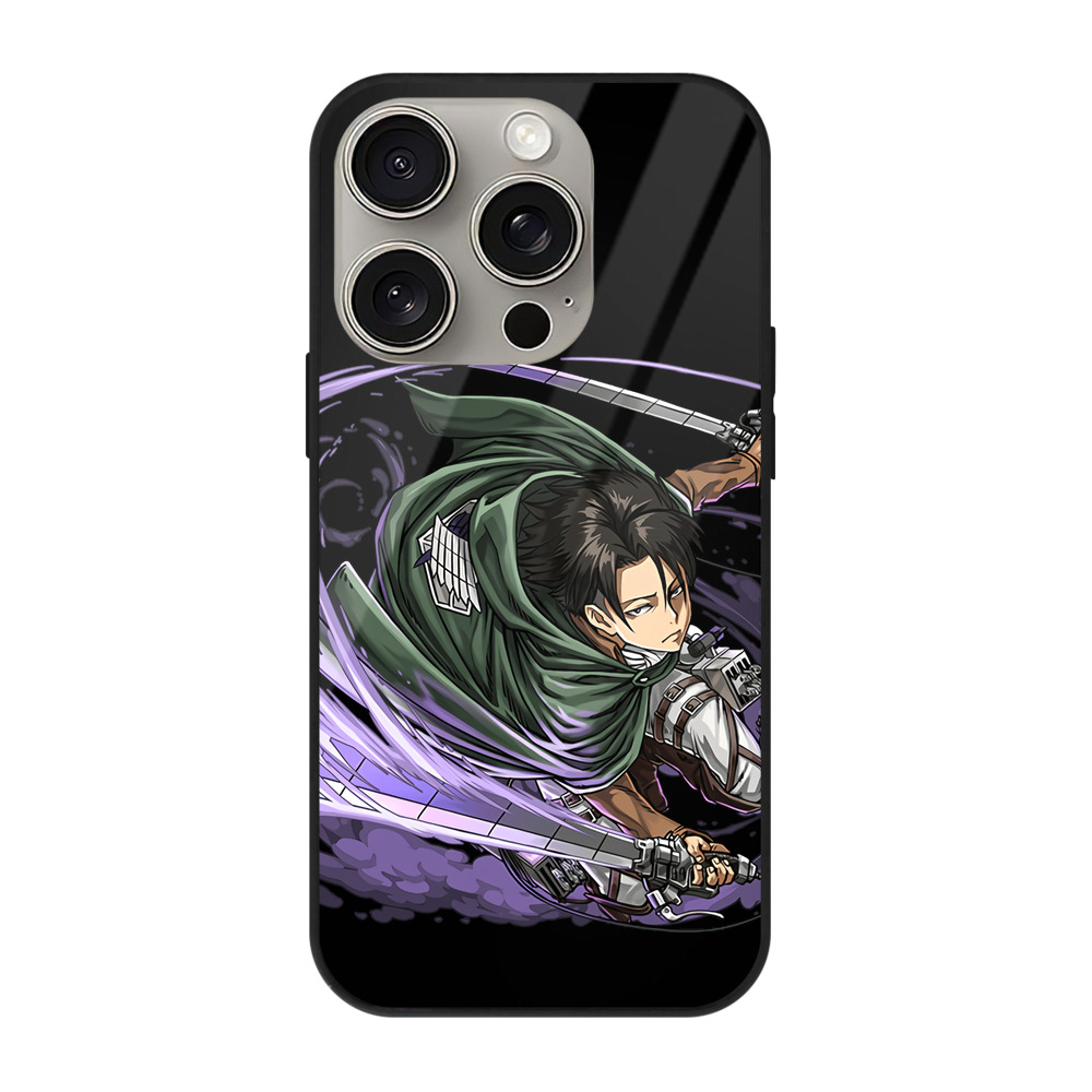 （画像用） 進撃の巨人 リヴァイ·アッカーマン Attack on Titan Levi Ackerman 【iPhone15Pro対応】スマホケース 耐衝撃＆黄変防止 背面ガラス
