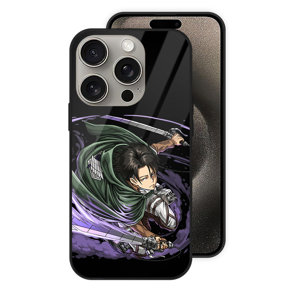 （画像用） 進撃の巨人 リヴァイ·アッカーマン Attack on Titan Levi Ackerman 【iPhone15Pro対応】スマホケース 耐衝撃＆黄変防止 背面ガラス