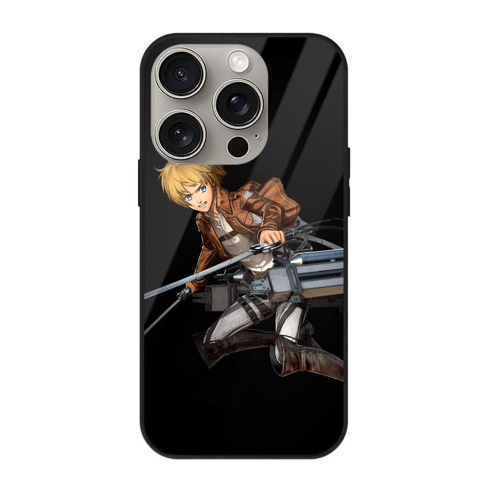 （画像用） 進撃の巨人 アルミン·アルレルト Attack on Titan Armin Arlert 【iPhone15Pro対応】スマホケース 耐衝撃＆黄変防止 背面ガラス