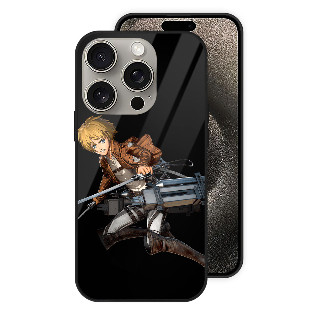 （画像用） 進撃の巨人 アルミン·アルレルト Attack on Titan Armin Arlert 【iPhone15Pro対応】スマホケース 耐衝撃＆黄変防止 背面ガラス