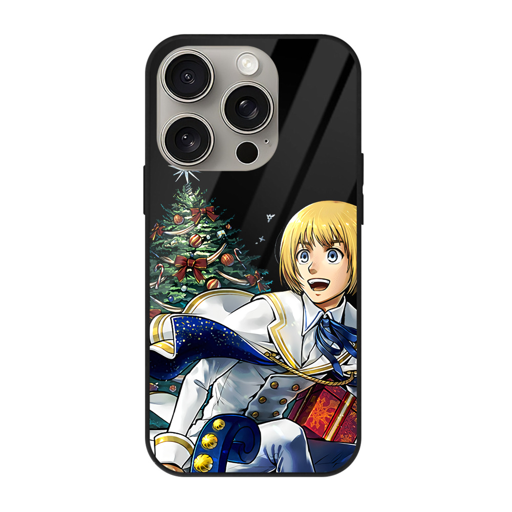 （画像用） 進撃の巨人 アルミン·アルレルト Attack on Titan Armin Arlert 【iPhone15Pro対応】スマホケース 耐衝撃＆黄変防止 背面ガラス