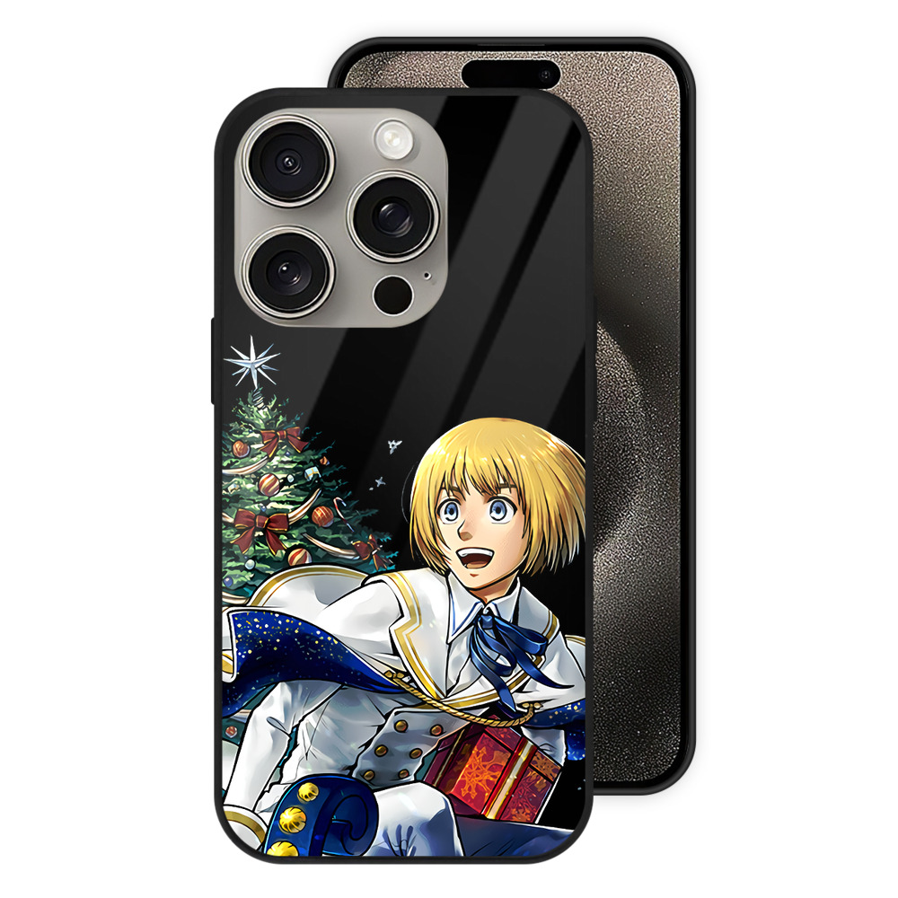 （画像用） 進撃の巨人 アルミン·アルレルト Attack on Titan Armin Arlert 【iPhone15Pro対応】スマホケース 耐衝撃＆黄変防止 背面ガラス